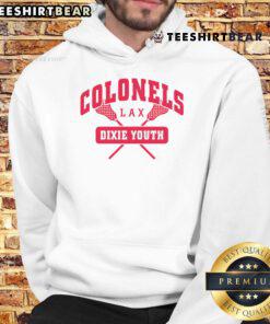 Top Dixie Youth Colonels Lax Hoodie in navy blue, featuring the team logo and comfortable fit for young athletes.