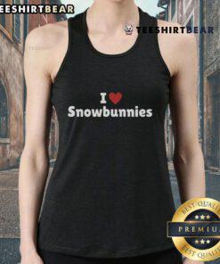 Stylish 'I Love Snowbunnies' tank top for winter enthusiasts, featuring a playful snow bunny graphic and cozy fit.