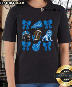 Alt Text: Top Lions Football Game Day Coquette Lions Bow Ladies Tee in vibrant colors, perfect for game day style.