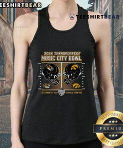 2024 TransPerfect Music City Bowl football helmet tank top featuring Mizzou Tigers vs Iowa Hawkeyes design.