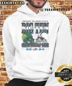 Top Oregon vs Penn State Big Ten Ash 2024 Football Championship team helmets on a stylish hoodie design.