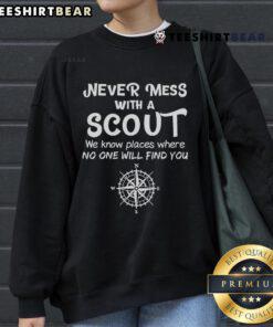 Cozy 'Never Mess With A Scout' sweatshirt, perfect gift for scouts and outdoor enthusiasts. Top scout gift idea.