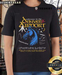 Welcome to the Denver Airport Ladies Tee featuring a stylish design and vibrant colors, perfect for airport enthusiasts.