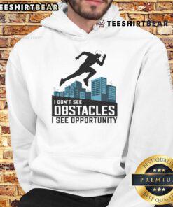 Freerunning parkour hoodie featuring 'I Don't See Obstacles, I See Opportunity' design, perfect for athletes and urban explorers.