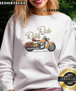 Alt Text: Awesome Ride With The River motorcycle sweatshirt featuring a stylish design for biking enthusiasts.