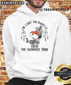 Alt Text: Cute Snoopy Native hoodie featuring 'Kick A Bitch' design from the Slapahoe Tribe, perfect for unique streetwear style.