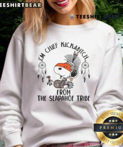 Adorable Snoopy Native sweatshirt with 'Cute Im Chief Kick A Bitch' design from the Slapahoe Tribe, perfect for casual wear.