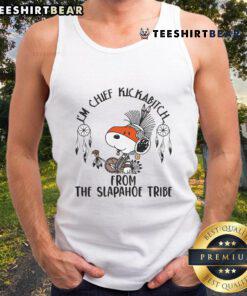 Native tank top featuring Snoopy with 'Cute Im Chief Kick A Bitch' design from the Slapahoe Tribe, perfect for casual wear.