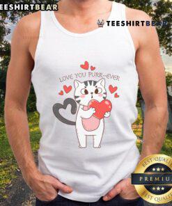 Adorable matching hearts design on a kitty-themed tank top, perfect for Valentine's Day and showing your love for cats.