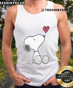 Cute Peanuts Snoopy heart tank top featuring colorful graphics of Snoopy and hearts, perfect for casual wear.