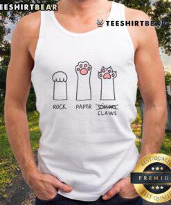 Cute Rock Paper Scissors Claws tank top featuring a funny cat paw design, perfect for cat lovers and playful fashion.