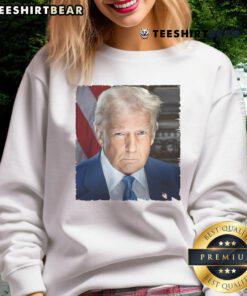 Funny Donald Trump presidential portrait sweatshirt featuring a humorous design with vibrant colors and playful graphics.