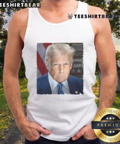 Funny Donald Trump presidential portrait on a tank top, featuring a humorous caricature design for playful fashion.