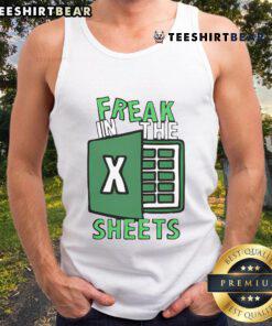 Funny Freak in the Sheets Excel tank top featuring a playful design for spreadsheet lovers and humor enthusiasts.