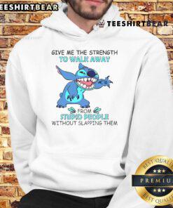 Funny 'Give Me The Strength' Stitch hoodie design featuring a humorous quote about dealing with stupid people.