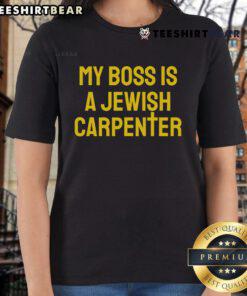 Funny 'My Boss Is A Jewish Carpenter' Christian tee featuring a cross design, perfect for casual wear.