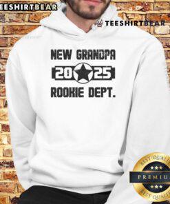 Funny New Grandpa Rookie Dept 2025 Hoodie featuring playful graphics and a cozy design for proud new grandpas.