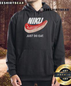 Funny Niku Just Do Eat Nike Logo Hoodie featuring a playful design for food lovers and sneaker enthusiasts.