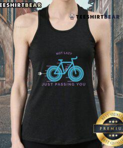 Funny Not Lazy Just Passing You tank top design featuring playful text on a stylish sleeveless shirt for casual wear.