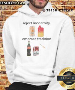 Funny Reject Modernity Embrace Tradition hoodie featuring a playful cola and smoking design, perfect for casual wear.