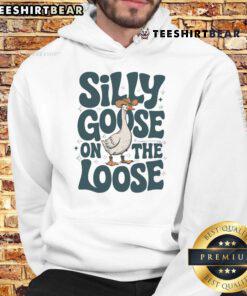 Funny retro silly goose on the loose meme hoodie featuring a playful goose design for a whimsical aesthetic.