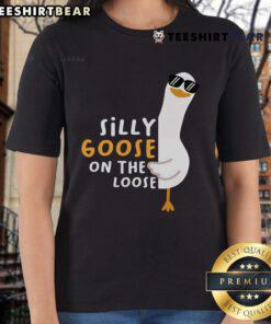 Funny Silly Goose on the Loose Ladies Tee featuring a whimsical goose design, perfect for casual and playful outfits.