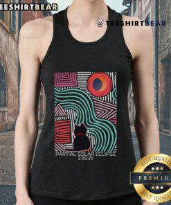 Funny solar eclipse cat tank top featuring a playful design for the 2025 partial solar eclipse.