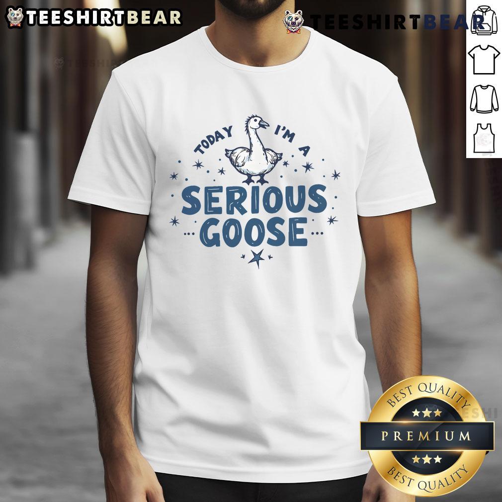 Alt Text: Funny Today I'm a Serious Goose T-Shirt featuring a jester goose design, perfect for humor lovers.