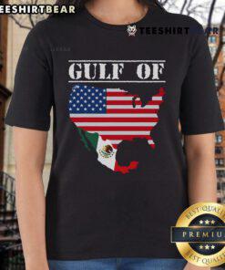 Funny Trump Gulf of United States of America flag retro ladies tee showcasing a playful design and vibrant colors.
