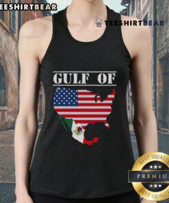 Funny Trump Gulf of United States of America flag retro tank top design featuring a humorous political graphic.