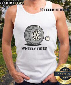 Funny Wheely Tired Tank Top featuring a humorous graphic, perfect for casual wear and a playful fashion statement.