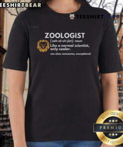 Funny zoologist definition graphic on a ladies tee, highlighting zoology science with humor and style.