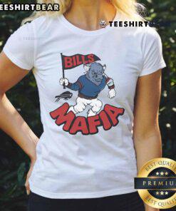 Buffalo Bills Mafia ladies' tee featuring a vibrant mascot flag design, perfect for game day spirit and team pride.
