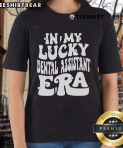 Good In My Lucky Dental Assistant Era St. Patrick's Day shamrock ladies tee featuring a vibrant green design.