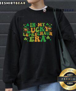 Good In My Lucky Leprechaun Era retro shamrock sweatshirt for St. Patrick's Day celebration, featuring vibrant green design.
