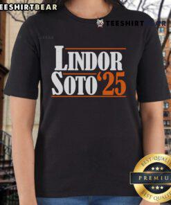 Good Lindor Soto 25 Fan Ladies Tee featuring vibrant graphics and soft fabric, perfect for baseball fans and stylish wear.