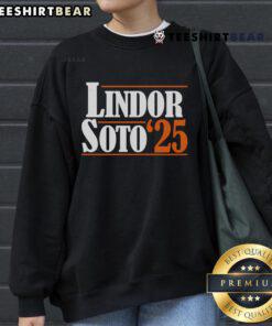 Alt Text: Good Lindor Soto 25 fan sweatshirt featuring vibrant graphics and comfortable design for baseball enthusiasts.
