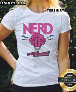 Good Nerd Seeing Sounds Ladies Tee featuring a playful graphic and vibrant colors, perfect for casual and nerdy fashion.