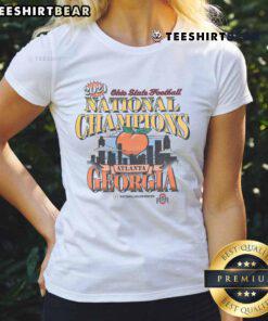 Ohio State Buckeyes 2024 CFP National Champions ladies tee, featuring team logo and vibrant colors for fans.