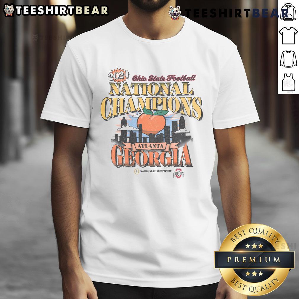 Ohio State Buckeyes 2024 CFP National Champions T-Shirt featuring team colors and logo, perfect for fans.