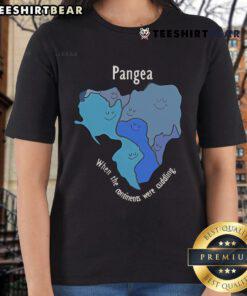 Good Pangea Continents Cuddling Ladies Tee featuring playful continent graphics on a stylish women's t-shirt.