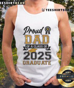 Proud dad wearing a tank top celebrating his graduate from the Class of 2025 at a graduation ceremony.