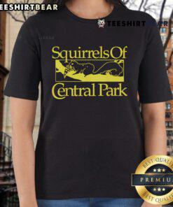 Good Squirrels of Central Park ladies tee featuring playful squirrel graphic, perfect for nature lovers and park enthusiasts.