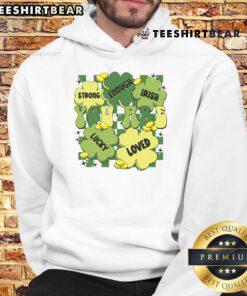Green hoodie for St. Patrick's Day featuring 'You Are Loved, Worthy Enough, Lucky' design, perfect for teachers.