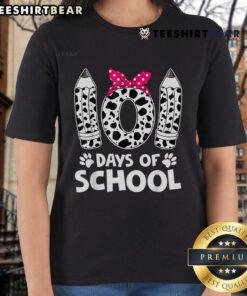 Happy 101 Days of School Ladies Tee with colorful graphics celebrating school spirit and fun learning milestones.