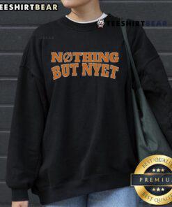 Happy Nothing But Nyet Sweatshirt featured in casual style, perfect for cozy, relaxed outfits and winter fashion.