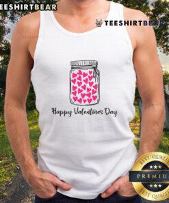 Happy Valentine's Day hearts design on a stylish Valentine jar tank top, perfect for celebrating love and romance.