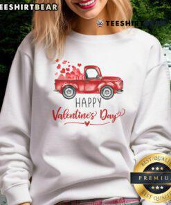 Happy Valentine's Day truck carrying love hearts sweatshirt, perfect for celebrating love on February 14th.
