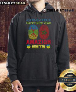 Happy Yennayer 2025 hoodie featuring the Amazigh flag, celebrating the Amazigh New Year 2975 in Morocco.