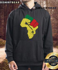 Hot African flag colors resist fist hoodie showcasing vibrant design symbolizing strength and unity.